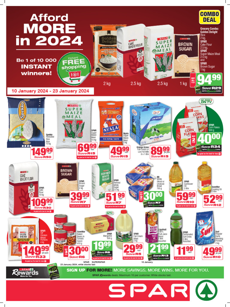 SPAR Grocery Combo Specials January 2024 | PDF | Flour | Cakes