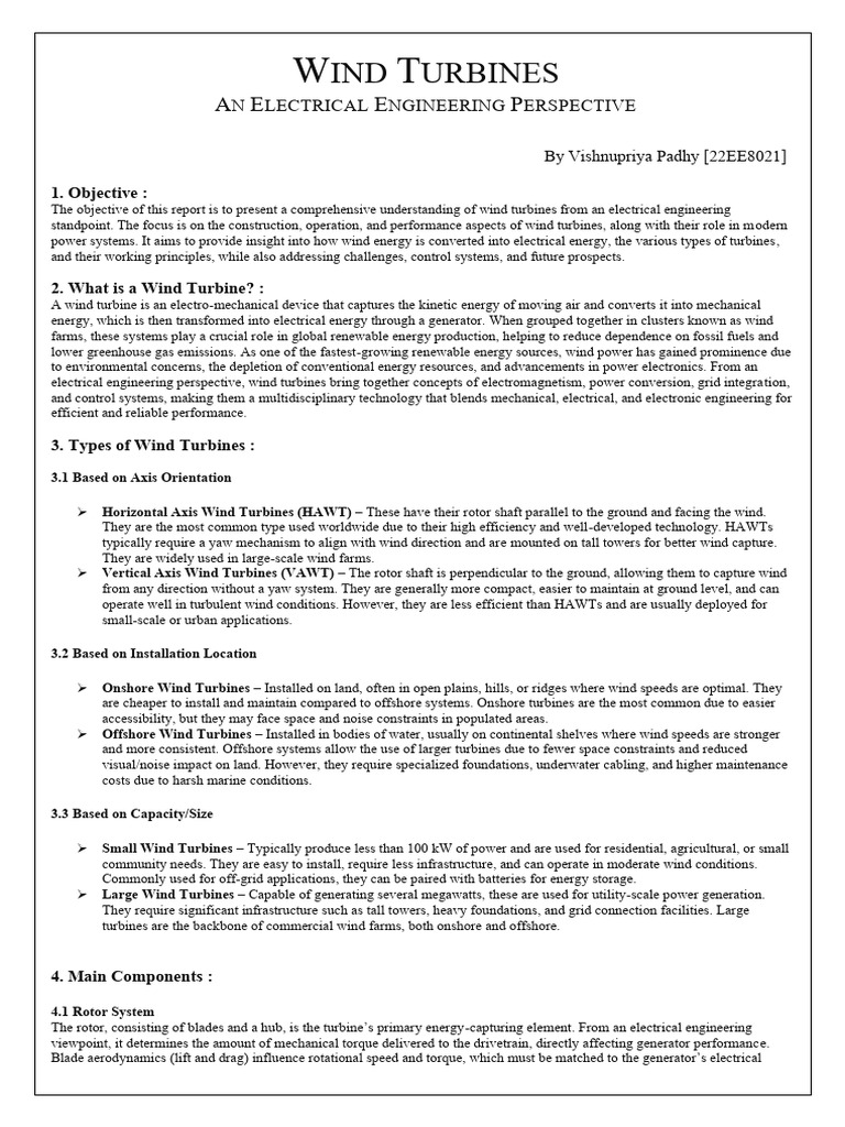Electrical Engineering of Wind Turbines | PDF | Electric Generator ...
