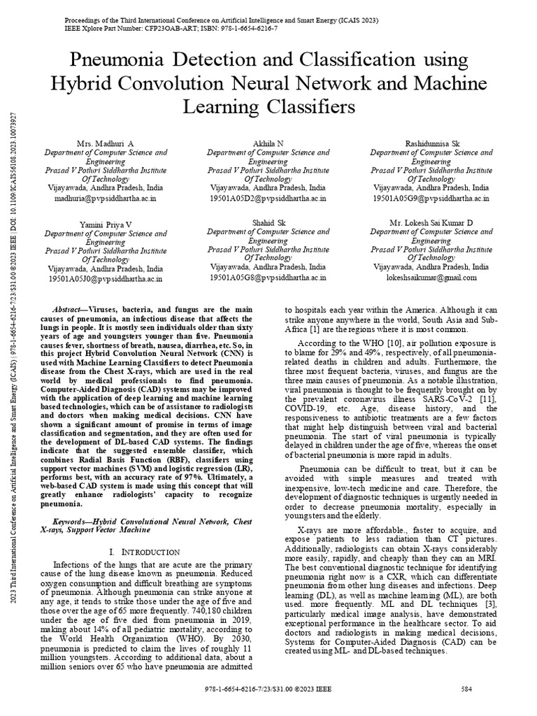 Pneumonia Detection via Hybrid CNN Methods | PDF | Deep Learning ...