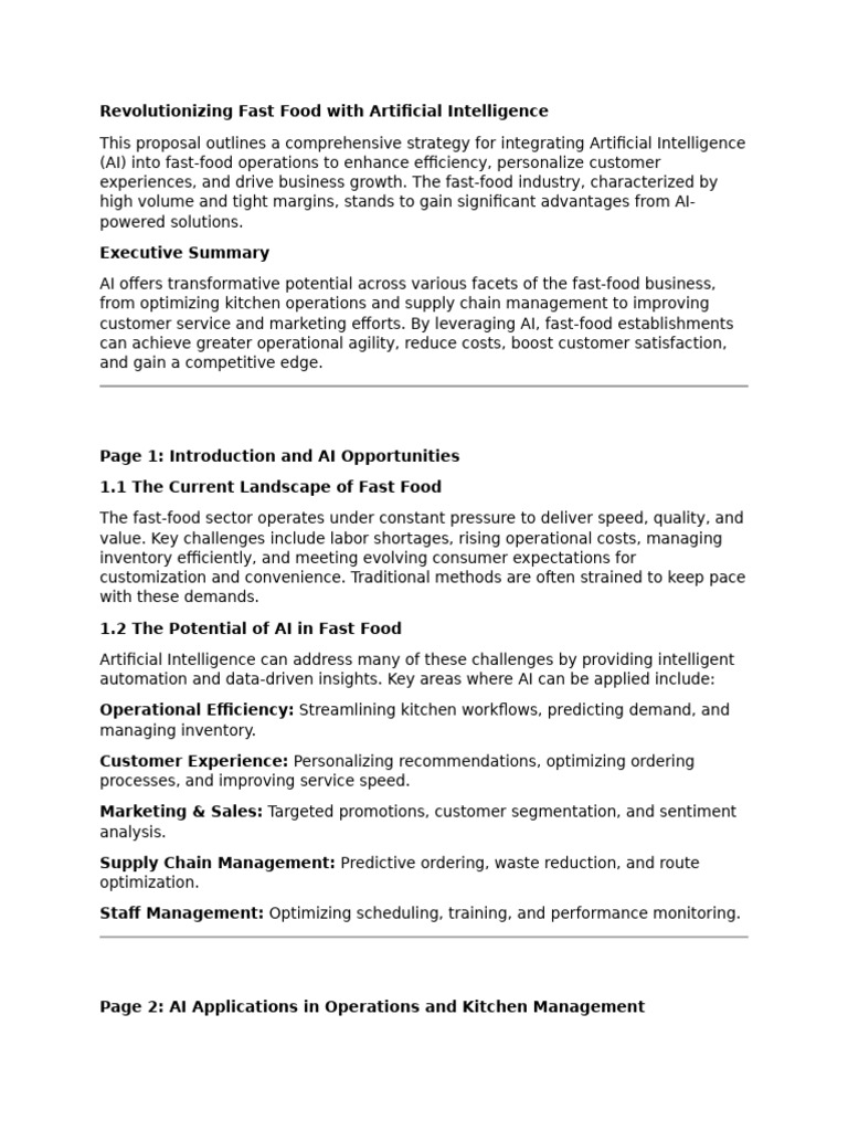 AI Integration in Fast Food Operations | PDF | Artificial Intelligence ...