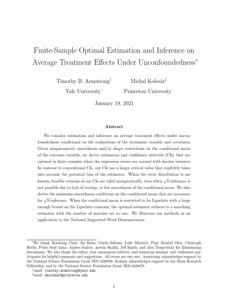 Finite-Sample ATE Estimation Methods | PDF | Estimator | Standard Deviation