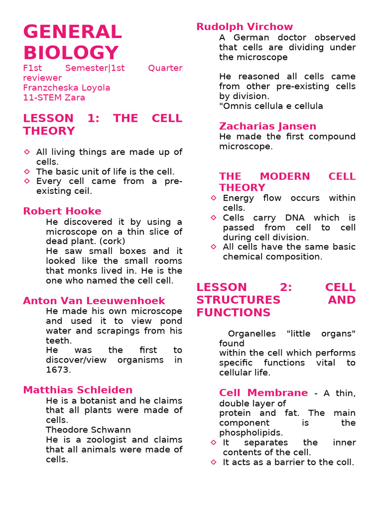 General Biology. Reviewer 1stq | PDF | Mitosis | Cell Membrane