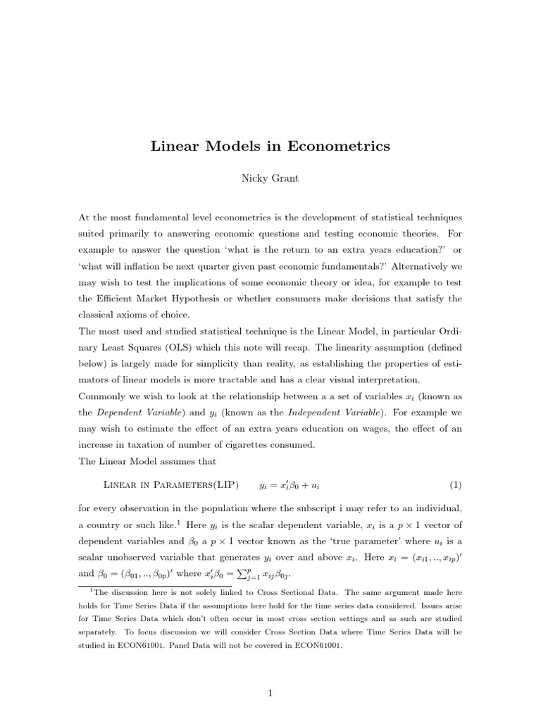 Understanding OLS in Econometrics | PDF | Ordinary Least Squares ...