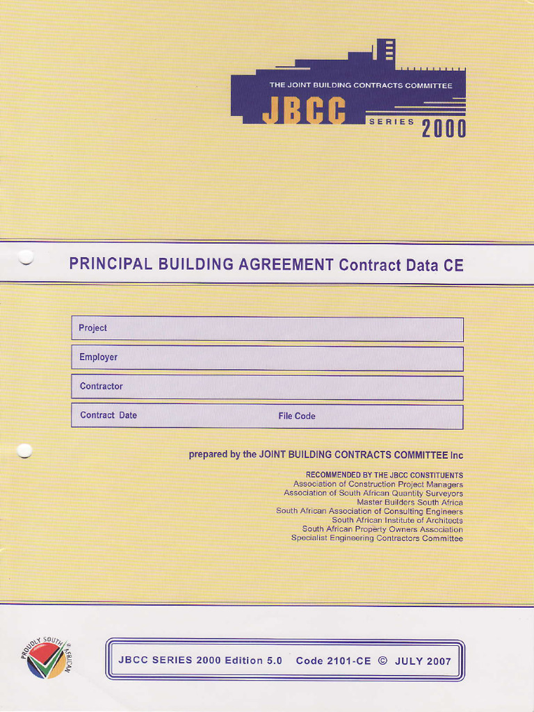 JBCC Contractor Contract Data Guide | PDF | Taxes | Insurance