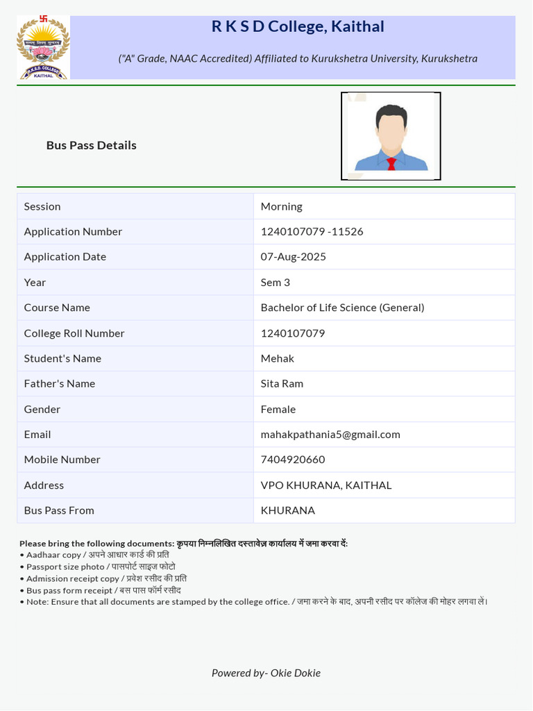 Bus Pass Application for College Students | PDF