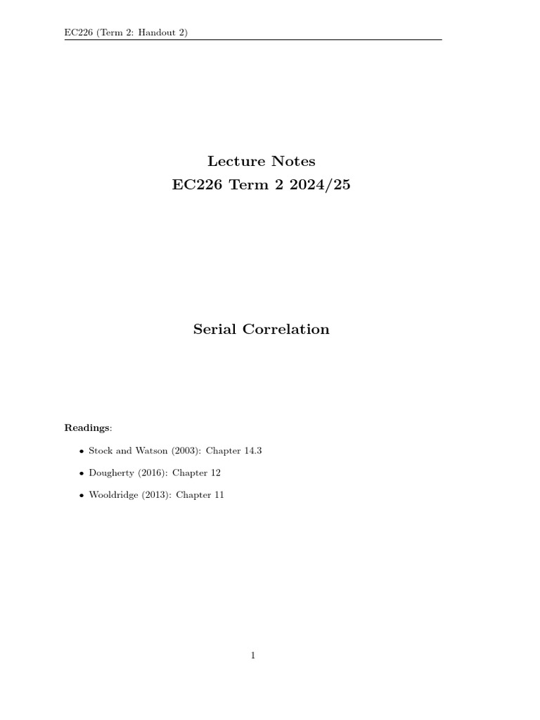 Serial Correlation in Time Series Models | PDF | Autocorrelation ...