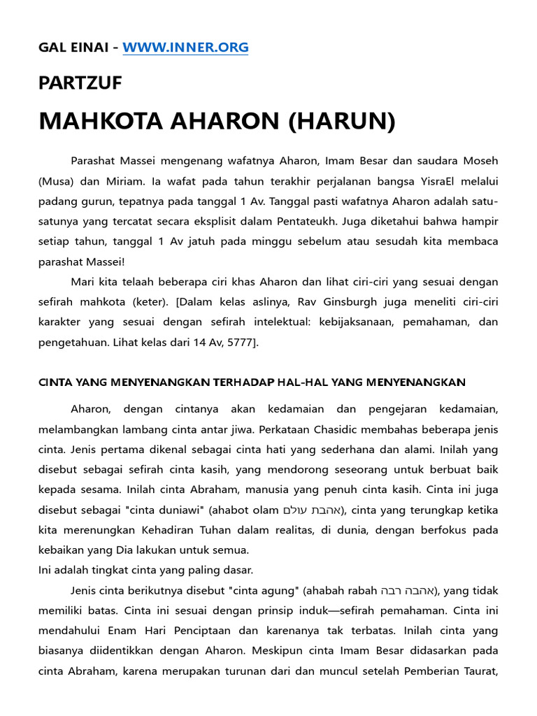 MAHKOTA AHARON (HARUN) | PDF