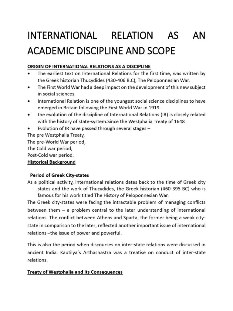 Evolution of International Relations Discipline | PDF | Science | Theory