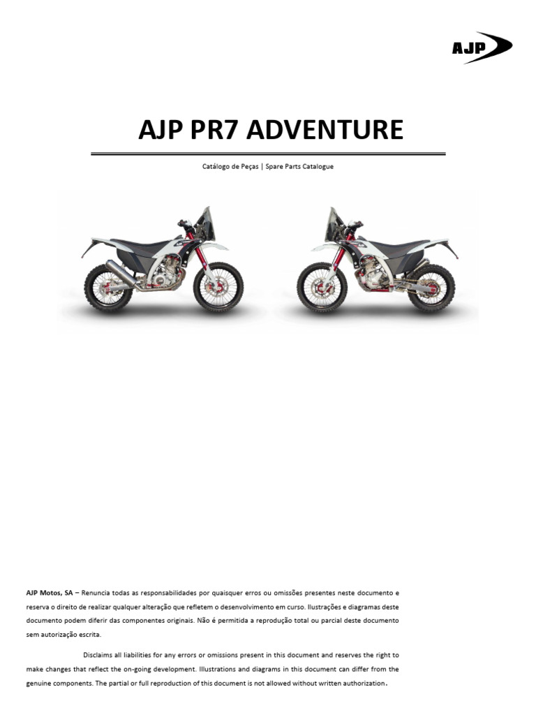 Catálogo de Peças AJP PR7 Adventure | PDF | Pistão | Motor de Combustão ...