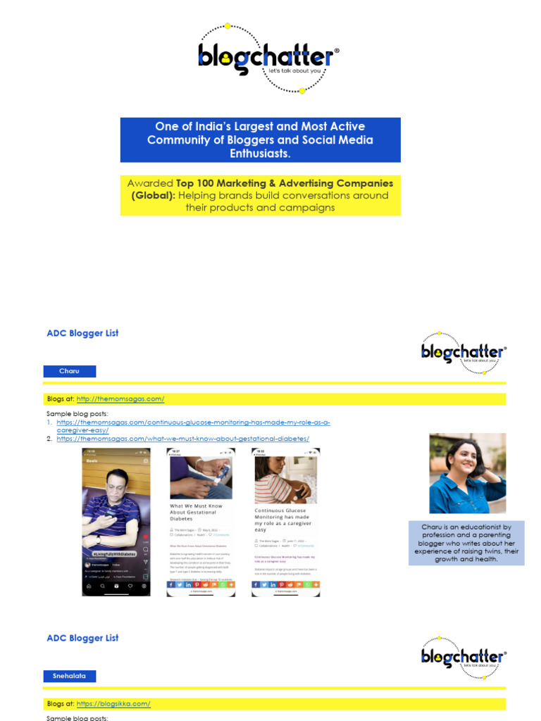 Top Indian Bloggers on Health & Parenting | PDF | Blog | Data Processing