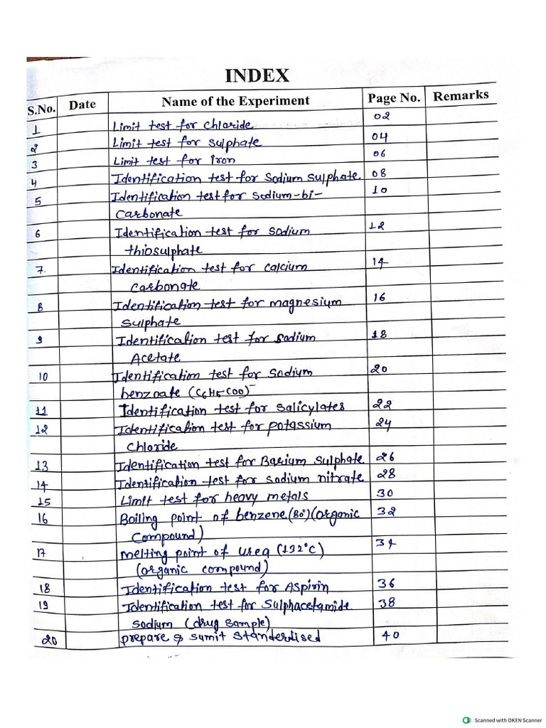 Chemistry - Practical Record 2022 | PDF