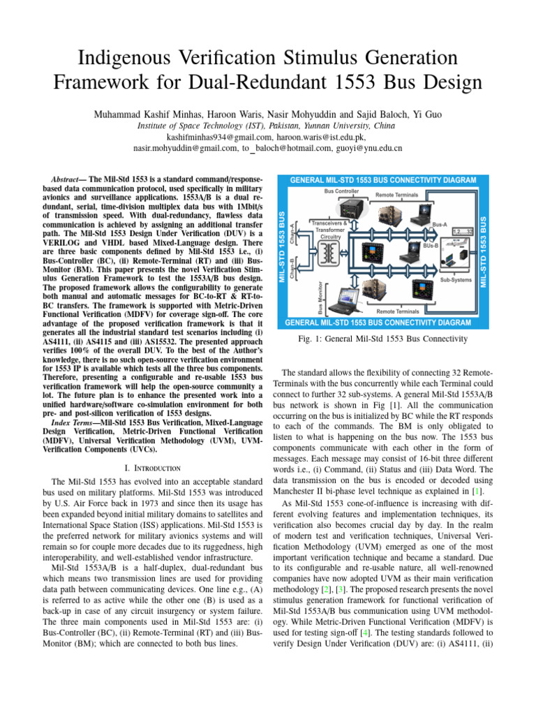 1553 Bus Verification Framework Design | PDF | Verification And ...