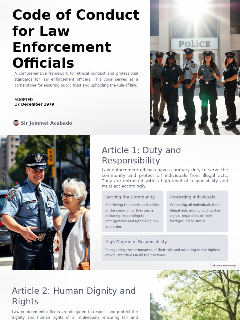 Code of Conduct for Law Enforcement | PDF | Human Rights | Torture