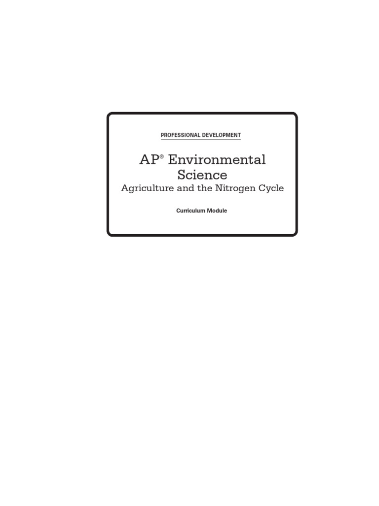 AP Environmental Science Curriculum Module Agriculture Nitrogen Cycle ...