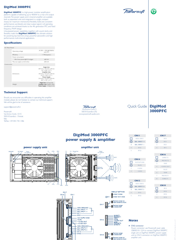 DigiMod 3000PFC Amplifier Quick Guide | PDF | Amplifier | Electronic ...