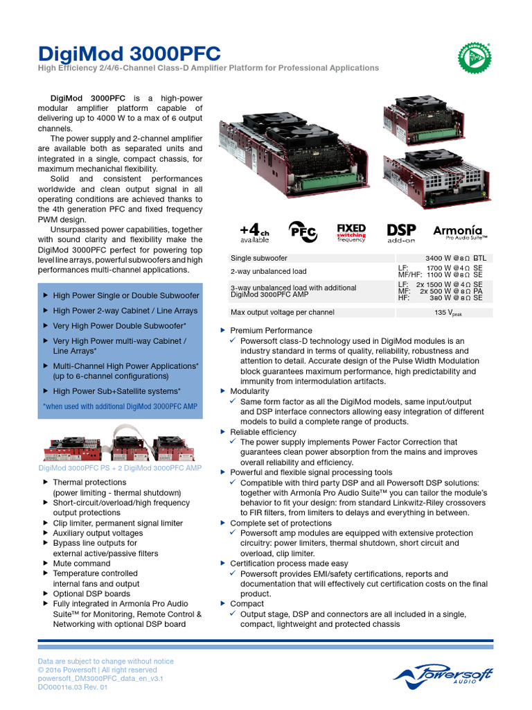 DigiMod 3000PFC Amplifier Overview | PDF | Amplifier | Digital Signal ...