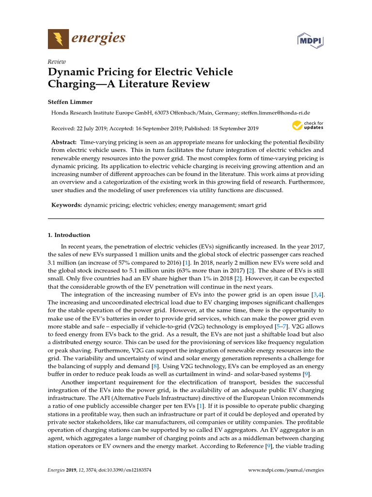 Dynamic Pricing for EV Charging Review | PDF | Electric Vehicle | Pricing