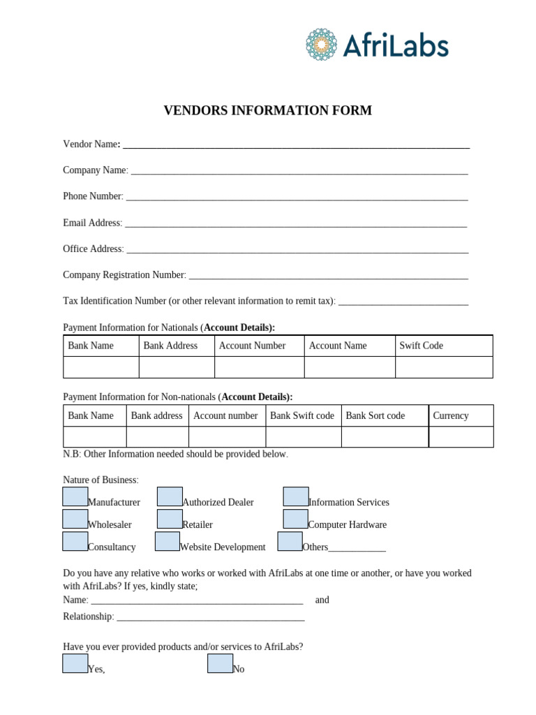 Vendors - Information (RFI) | PDF