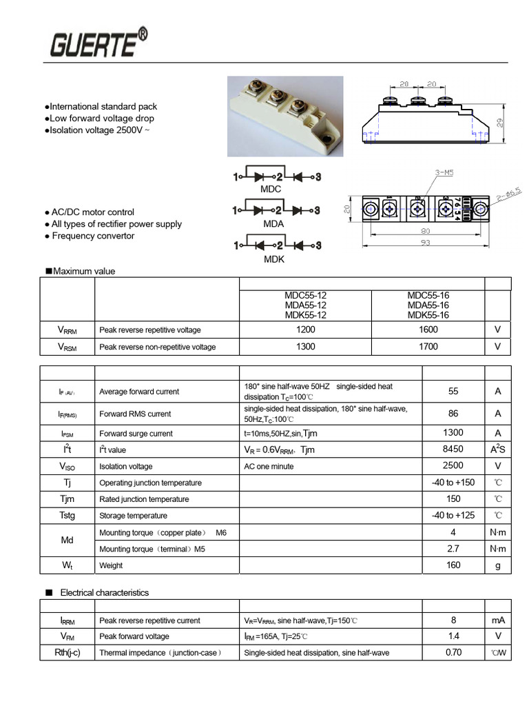 Single-Phase Diode Module Specifications | PDF | Diode | Rectifier