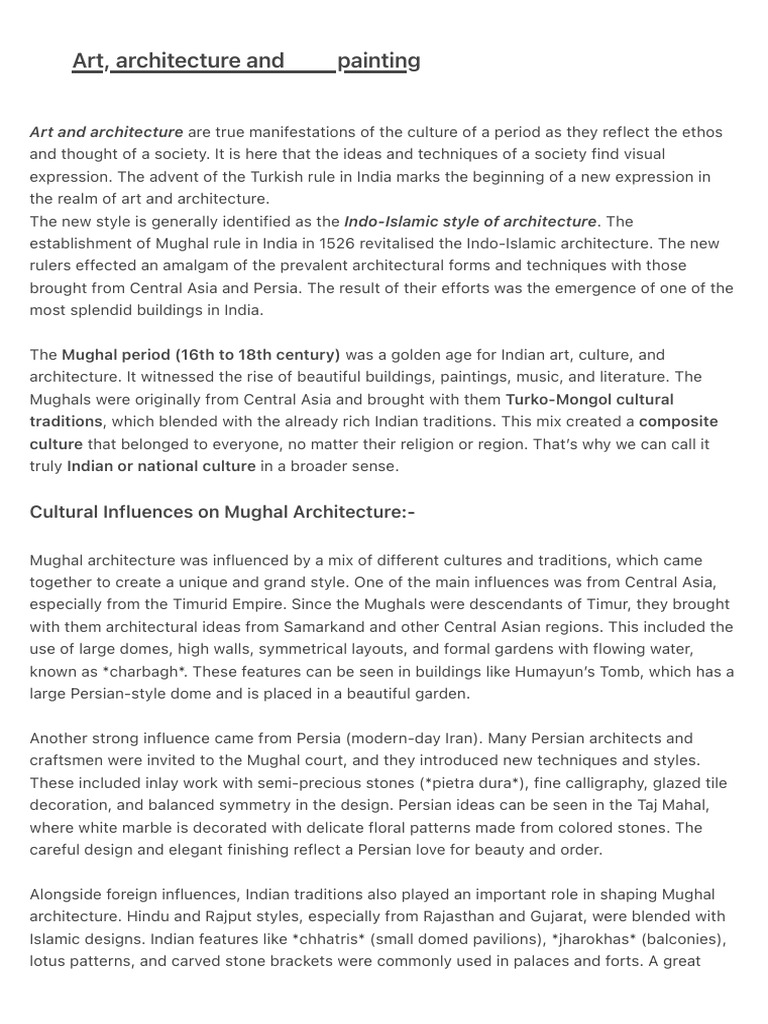 Mughal Art: Architecture and Influence | PDF | Mughal Empire