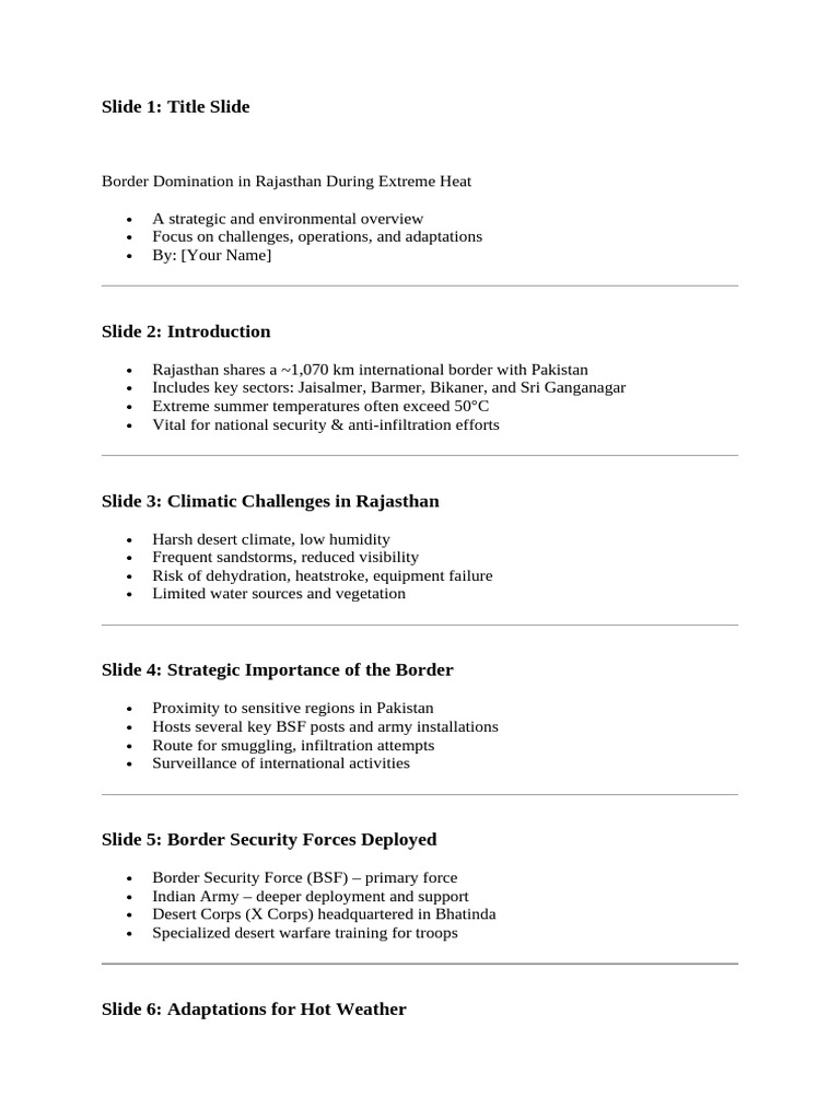 Border Security Strategies in Rajasthan | PDF | Desert | Unmanned ...