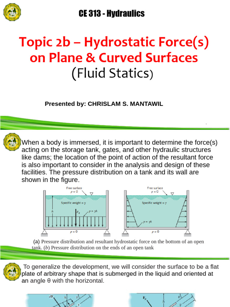 Hydrostatic Forces on Surfaces | PDF | Pressure | Area