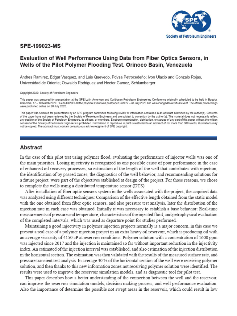 Spe 199023 MS | PDF | Petroleum Reservoir | Viscosity