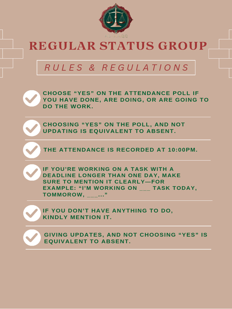 Regular Status Group Attendance Rules | PDF
