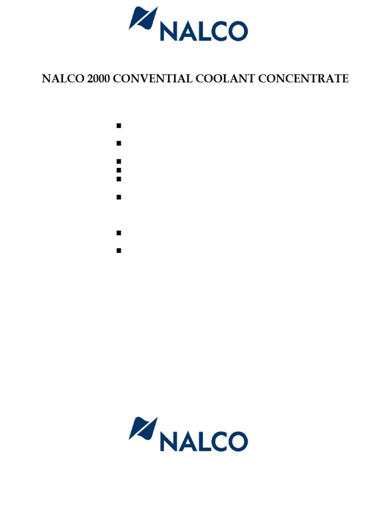 Nalco 2000 Coolant Product Overview | PDF | Corrosion | Water