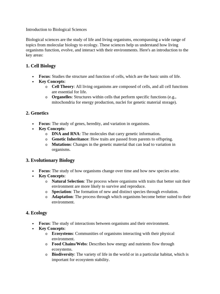 Introduction to Biological Sciences | PDF | Biology | Genetics