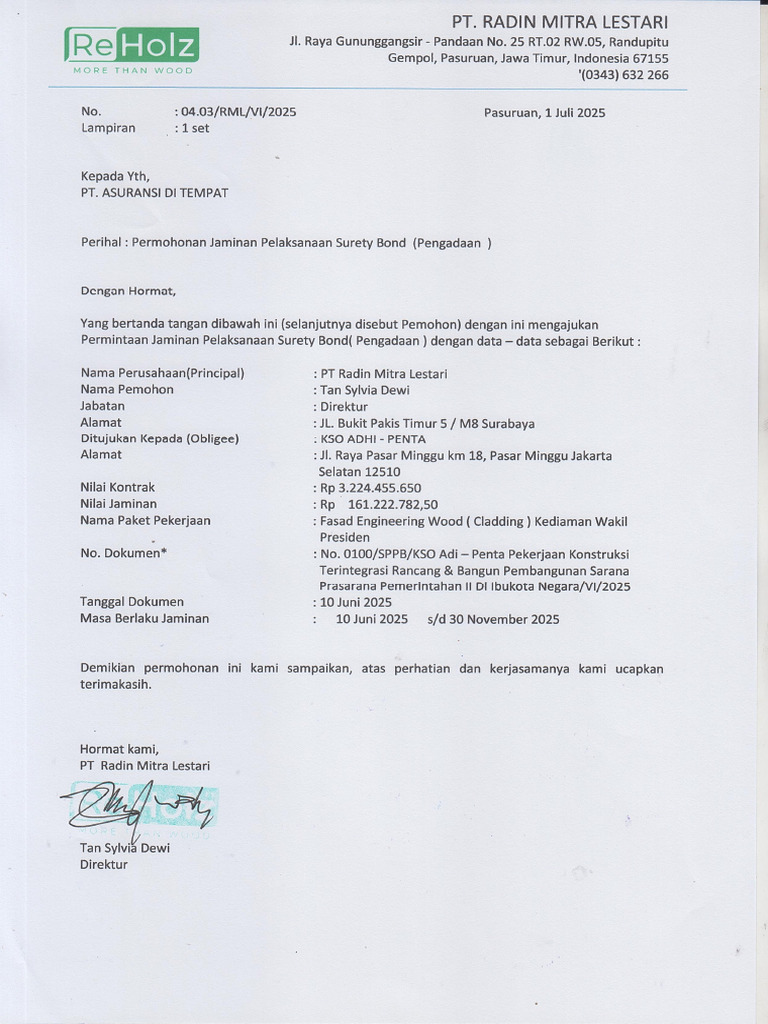 Form Permohonan BF - Surety Bon Kediaman Wps | PDF