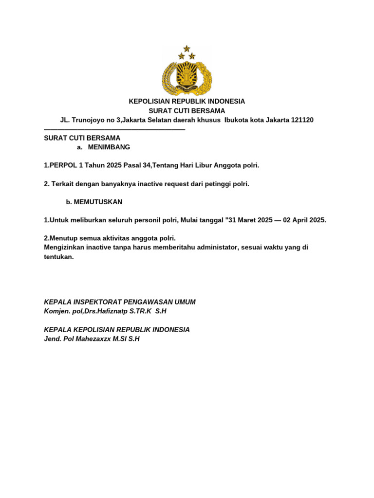 Contoh Surat Cuti Pdf