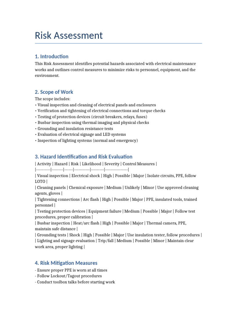 Risk Assessment | PDF
