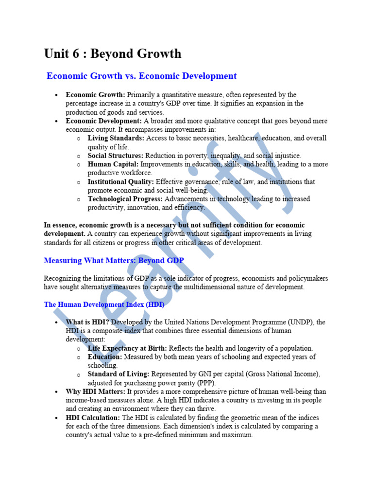 Economic Growth vs. Development Insights | PDF | Human Development ...