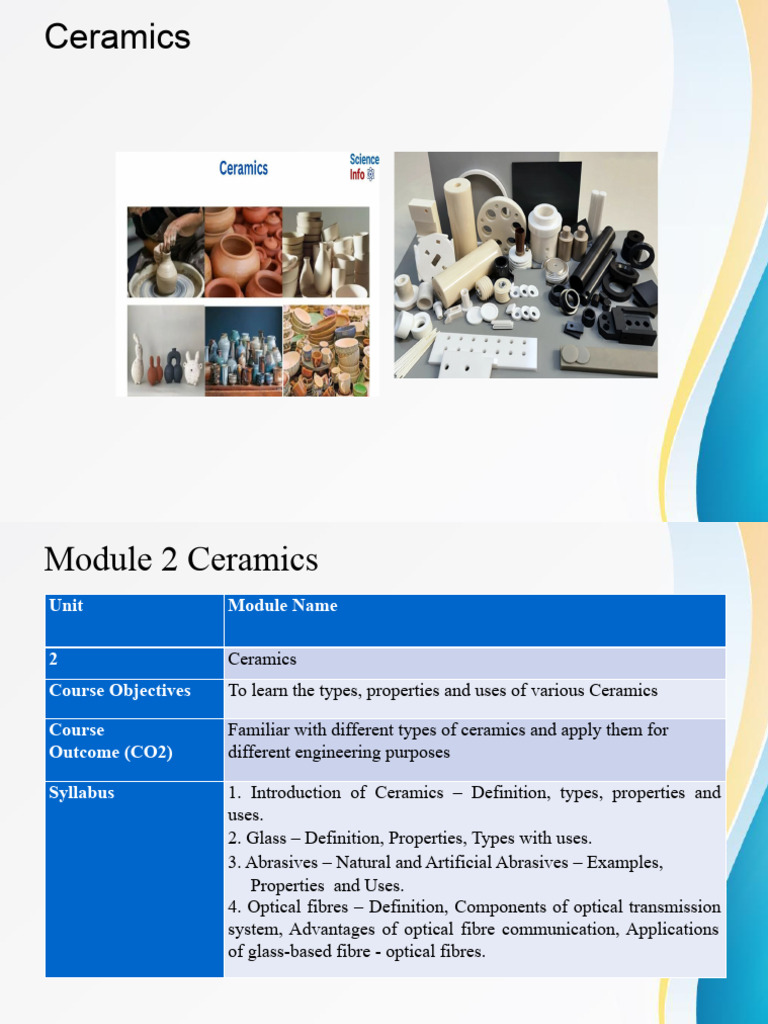 Types and Applications of Ceramics | PDF | Glasses | Ceramics
