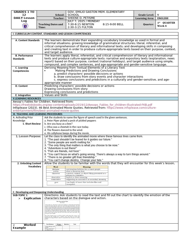 grade-5-english-lesson-plan-log-pdf-reading-comprehension-learning