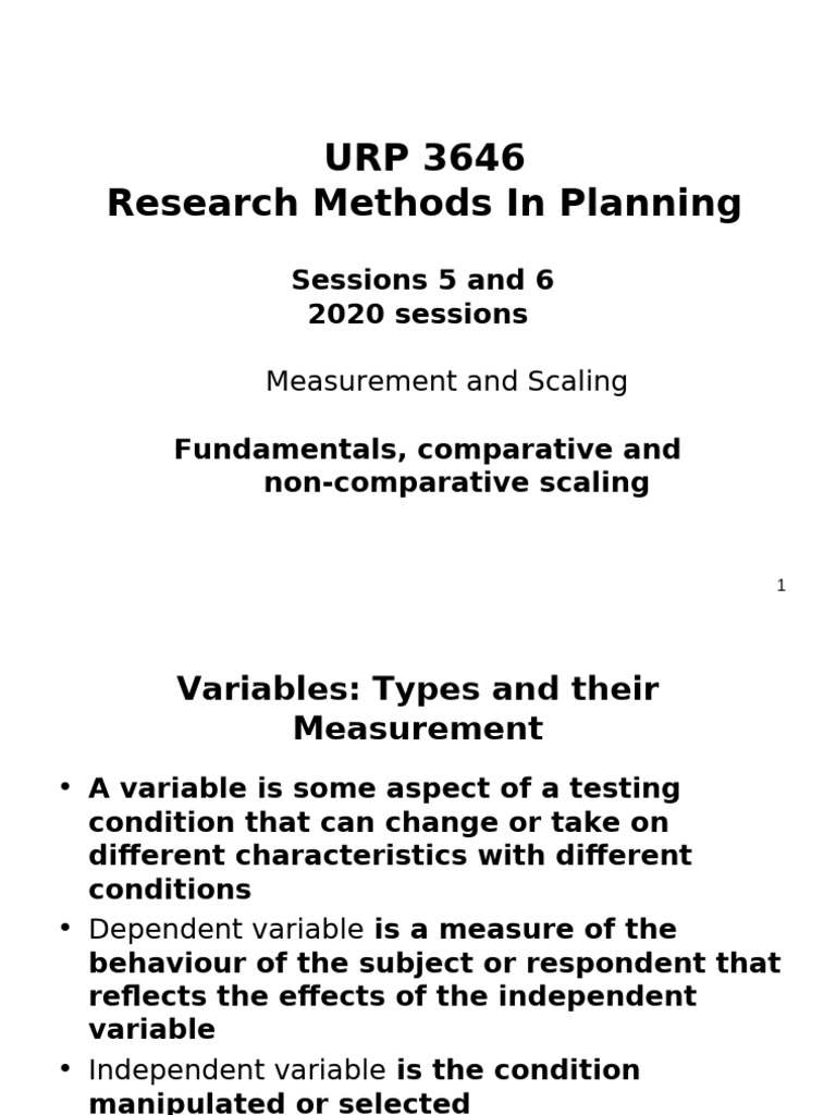 URP 3646 Sessions 5 6 | PDF | Level Of Measurement | Validity (Statistics)