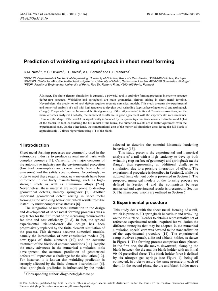 Prediction of Wrinkling and Springback in Sheet Me | PDF | Stress ...