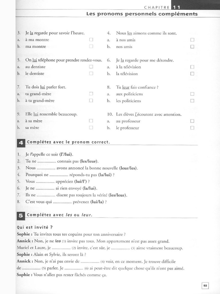 Pronoms personnels compléments en français | PDF