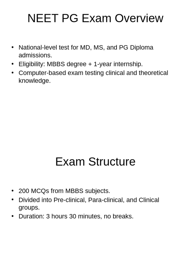 NEET PG 2029 Exam Overview | PDF
