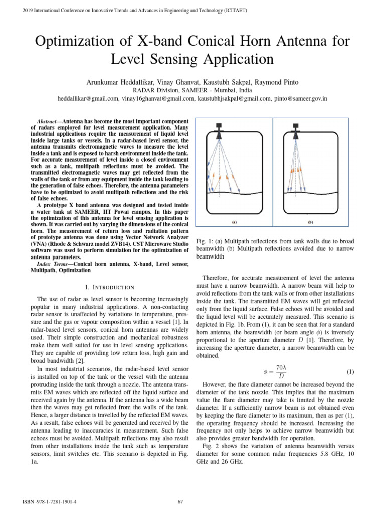Optimizing X-band Horn Antenna for Level Sensing | PDF | Antenna (Radio ...