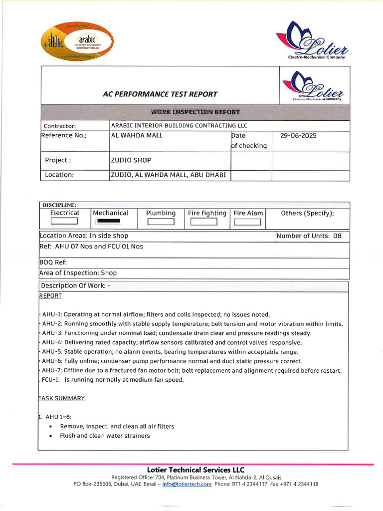 Work Inspection Report | PDF