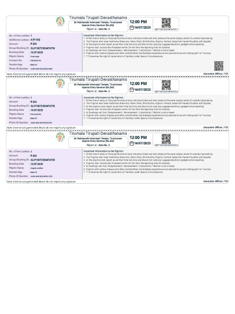Tirumala Tirupati Devasthanams (Official Booking Portal) | PDF