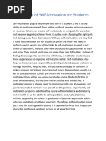 Self-Motivation's Role in Academic Success | PDF | Motivational ...