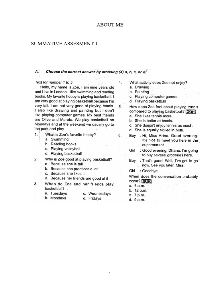 Summative Assesment 1 About Me | PDF