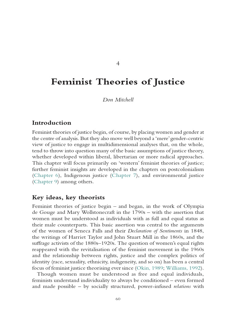 Feminist Perspectives on Justice Theory | PDF | Feminism | Gender Studies