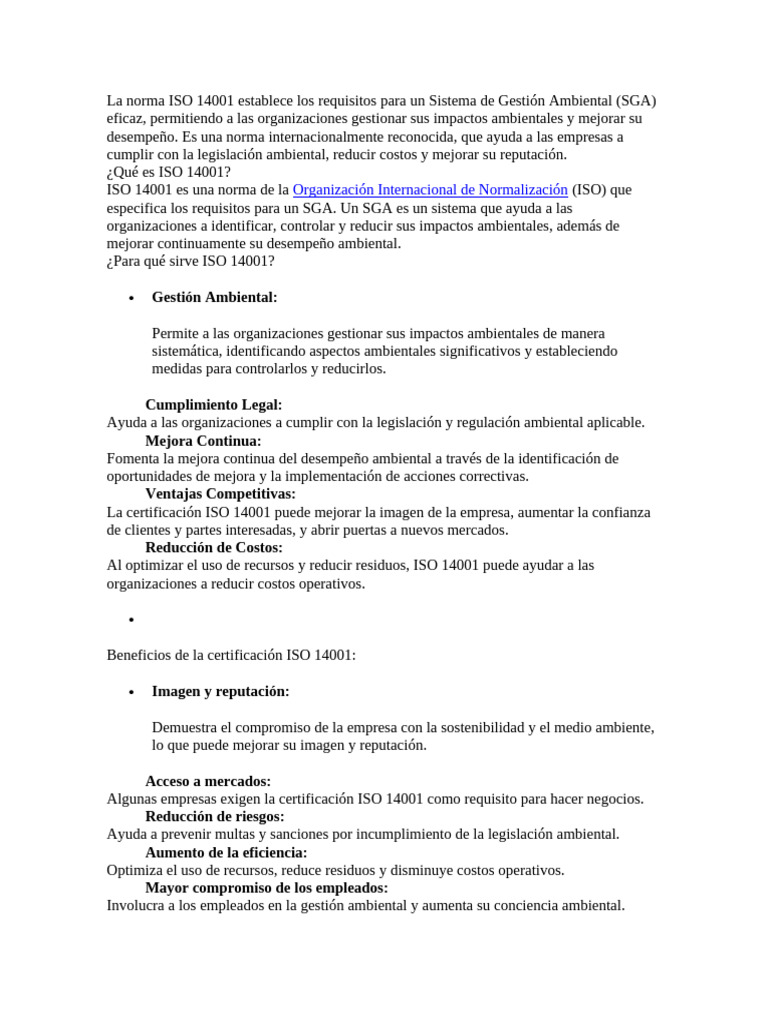 Requisitos de la norma ISO 14001 | PDF | Auditoría | Entorno natural