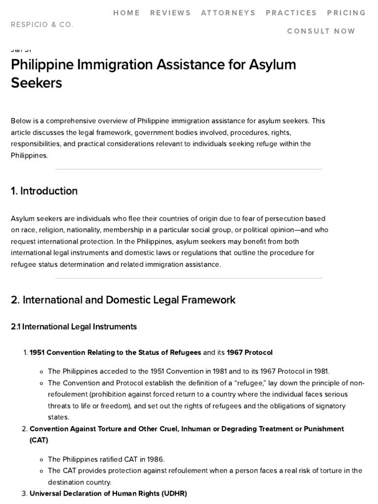 Asylum Process in the Philippines | PDF | Asylum Seeker | Refugee