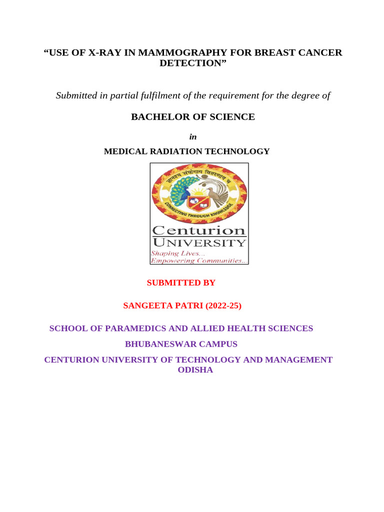 X-Ray Mammography for Breast Cancer Detection | PDF | Cancer | Mammography