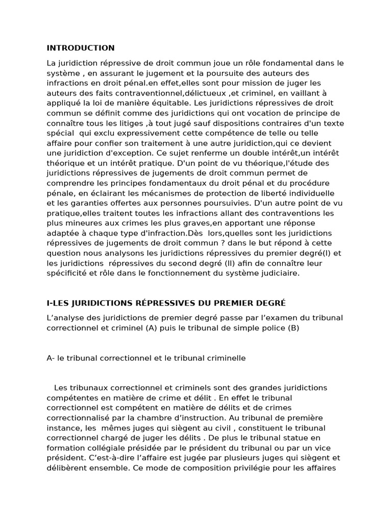 Juridictions répressives de droit commun | PDF | Crimes | Crime et violence